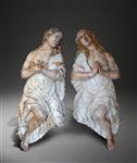 A stunning pair of baroque limewood angels