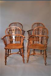 A matched set of 10 low back Windsor armchairs. A matched set of 10 low back Windsor armchairs.