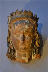 A 14th century carved head of The Virgin Mary.. A 14th century carved head of The Virgin Mary..
