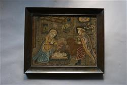 An early 16th century needlework of the Nativity. An early 16th century needlework of the Nativity.