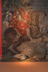 A 16th century tapestry fragment. A 16th century tapestry fragment.