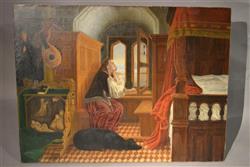 A large 19th century naive oil on canvas, A large 19th century naive oil on canvas,