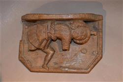 A very rare 15th century oak misericord. A very rare 15th century oak misericord.