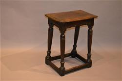 A James I oak joint stool. 