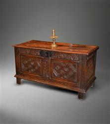 A Charles II oak and elm Gloucestershire coffer. A Charles II oak and elm Gloucestershire coffer.