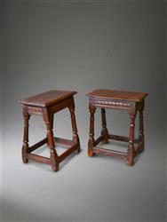 A rare pair of mid 17th century oak joint stools. A rare pair of mid 17th century oak joint stools.