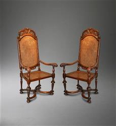 A fine pair of William and Mary walnut armchairs. A fine pair of William and Mary walnut armchairs.